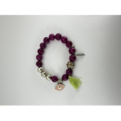 Mor Yuvarlak Taşlı Bileklik